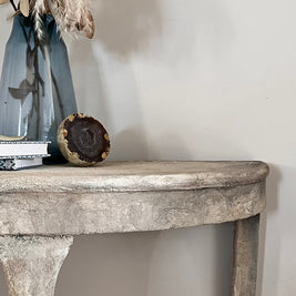 Not For Sale - Mahogany half round table in Artisan Stone  - Tuscan style stone finish