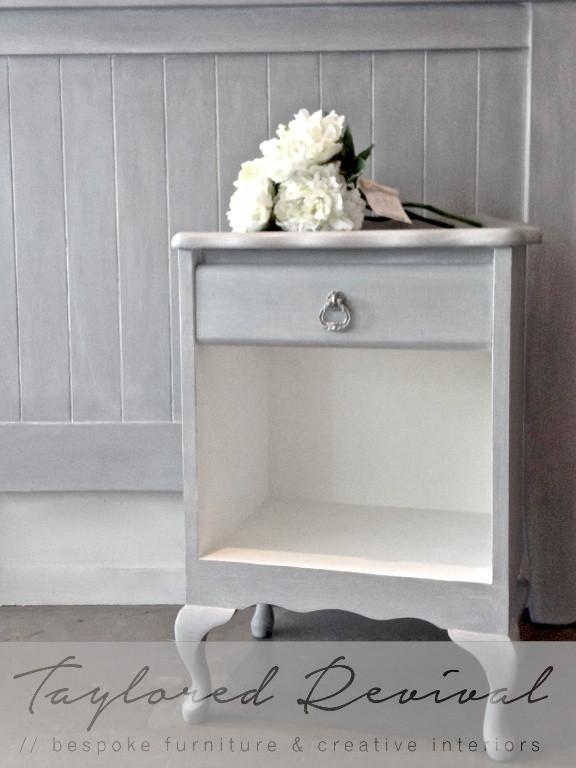 Not For Sale - Bedside & Headboard - Paris grey with a White wash