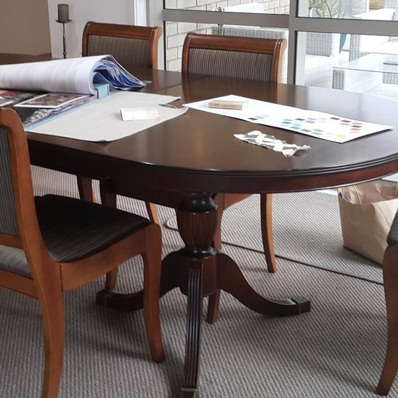 Not For Sale - Commissioned Dining Suite in Old White with Ikaat textile