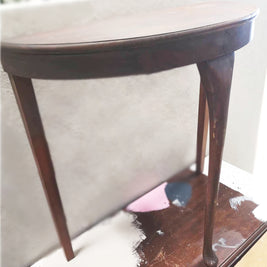 Not For Sale - Mahogany half round table in Artisan Stone  - Tuscan style stone finish