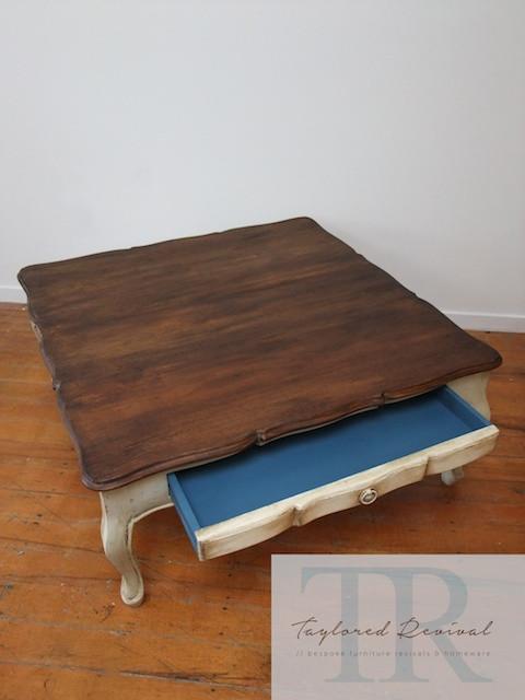 Not For Sale - Claudia: Cottage style coffee table with blue drawer