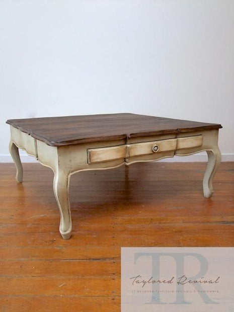 Not For Sale - Claudia: Cottage style coffee table with blue drawer