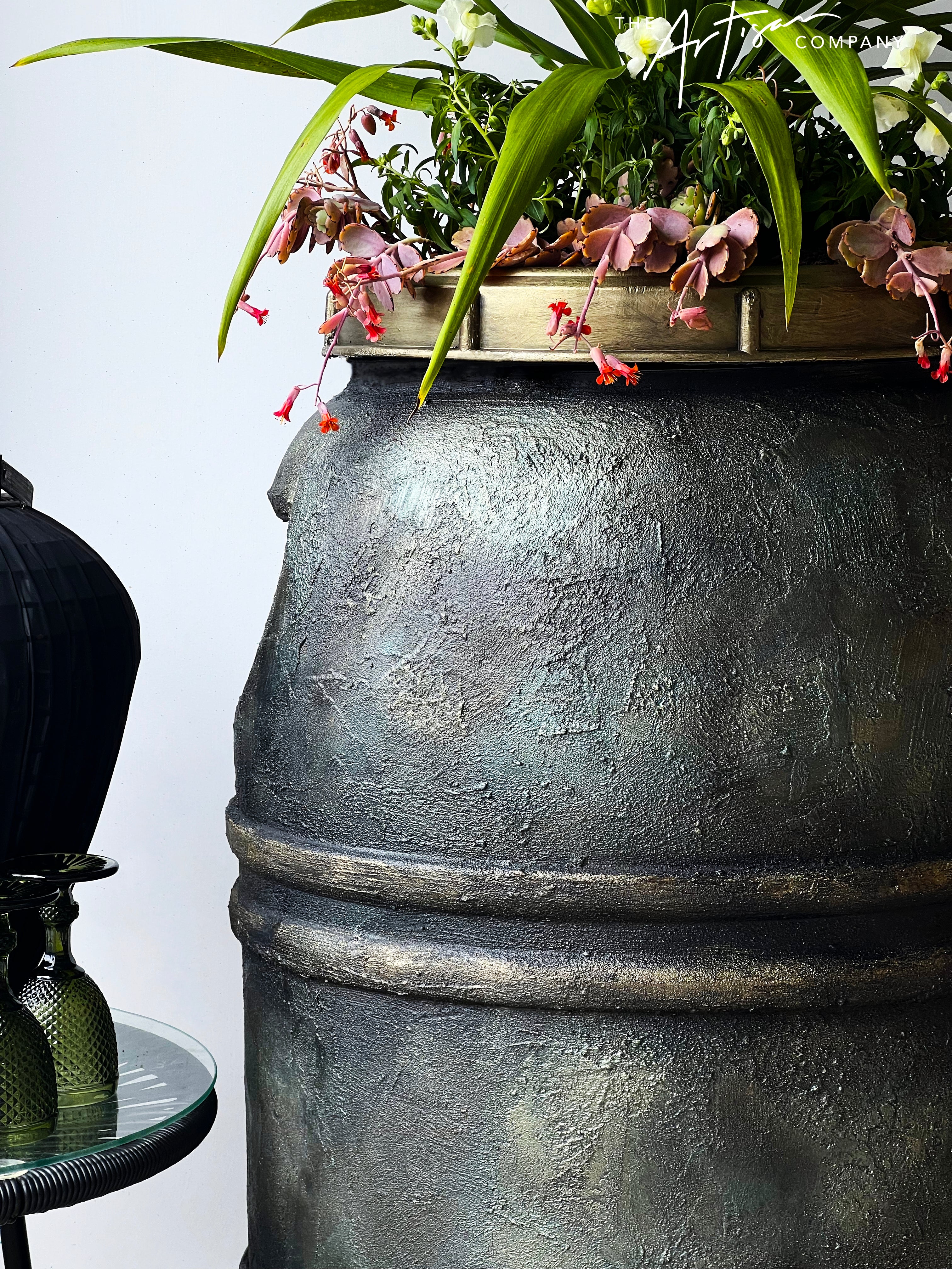 Not For Sale - Plastic Olive Barrel Turned Into A Decorative Stone Outdoor Pot Tutorial