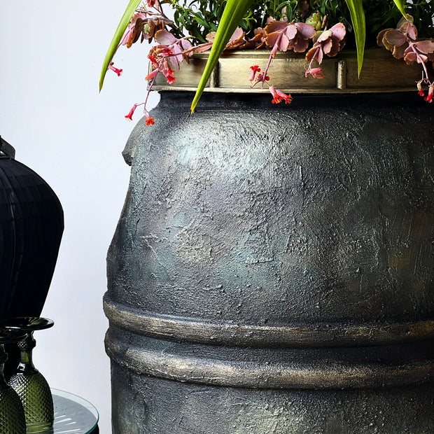 Not For Sale - Plastic Olive Barrel Turned Into A Decorative Stone Outdoor Pot Tutorial
