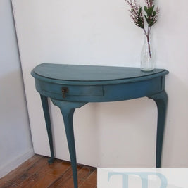 Commissioned Ambusson blue half round table