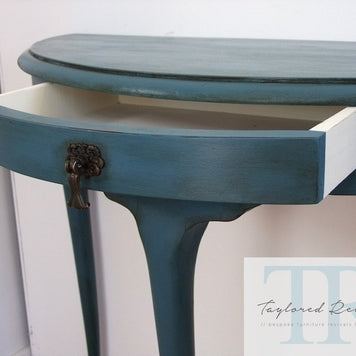 Commissioned Ambusson blue half round table