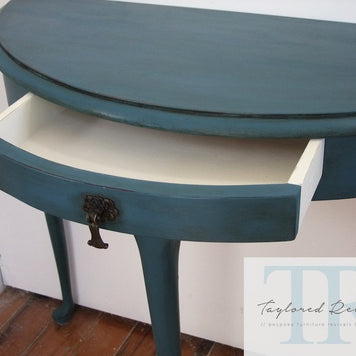 Commissioned Ambusson blue half round table