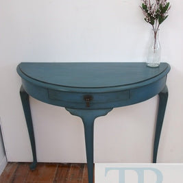 Commissioned Ambusson blue half round table