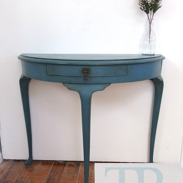 Commissioned Ambusson blue half round table