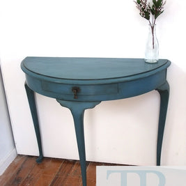 Commissioned Ambusson blue half round table