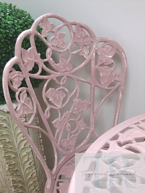 Commissioned outdoor set in custom blended pink