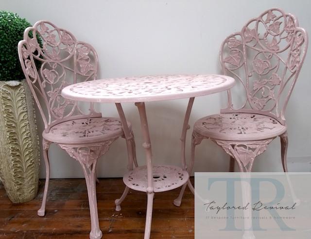 Commissioned outdoor set in custom blended pink