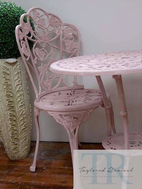 Commissioned outdoor set in custom blended pink