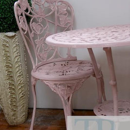 Commissioned outdoor set in custom blended pink