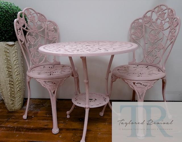 Commissioned outdoor set in custom blended pink