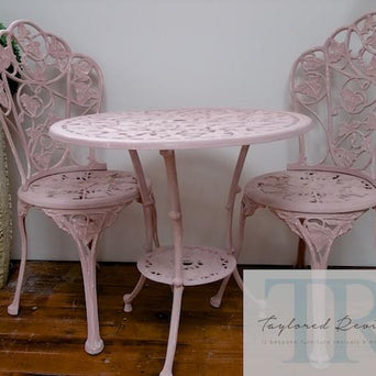 Commissioned outdoor set in custom blended pink
