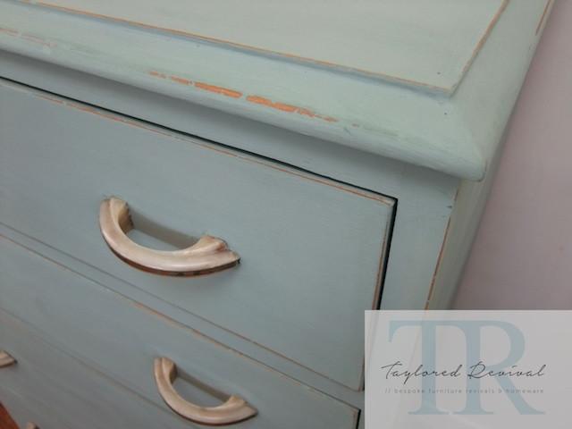 Commissioned duck egg blue drawers.