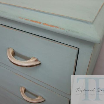 Commissioned duck egg blue drawers.