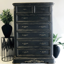 Not For Sale - Commissioned Chest of drawers in Midnight & Black wax