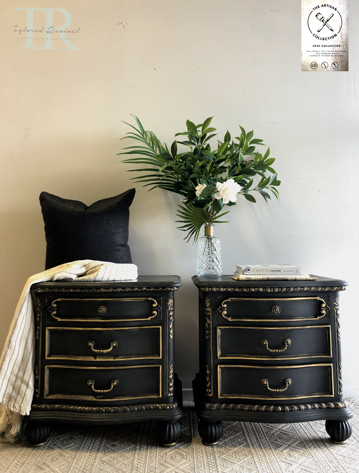 Not For Sale - Commissioned Bedside tables in Midnight Chalk Paint