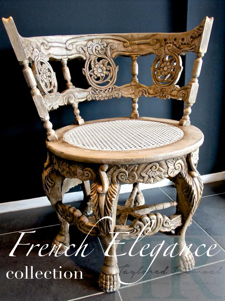 Not For Sale - Andrea : French Elegance collection: Hand painted, round ornate chair in Coco and Antoinette