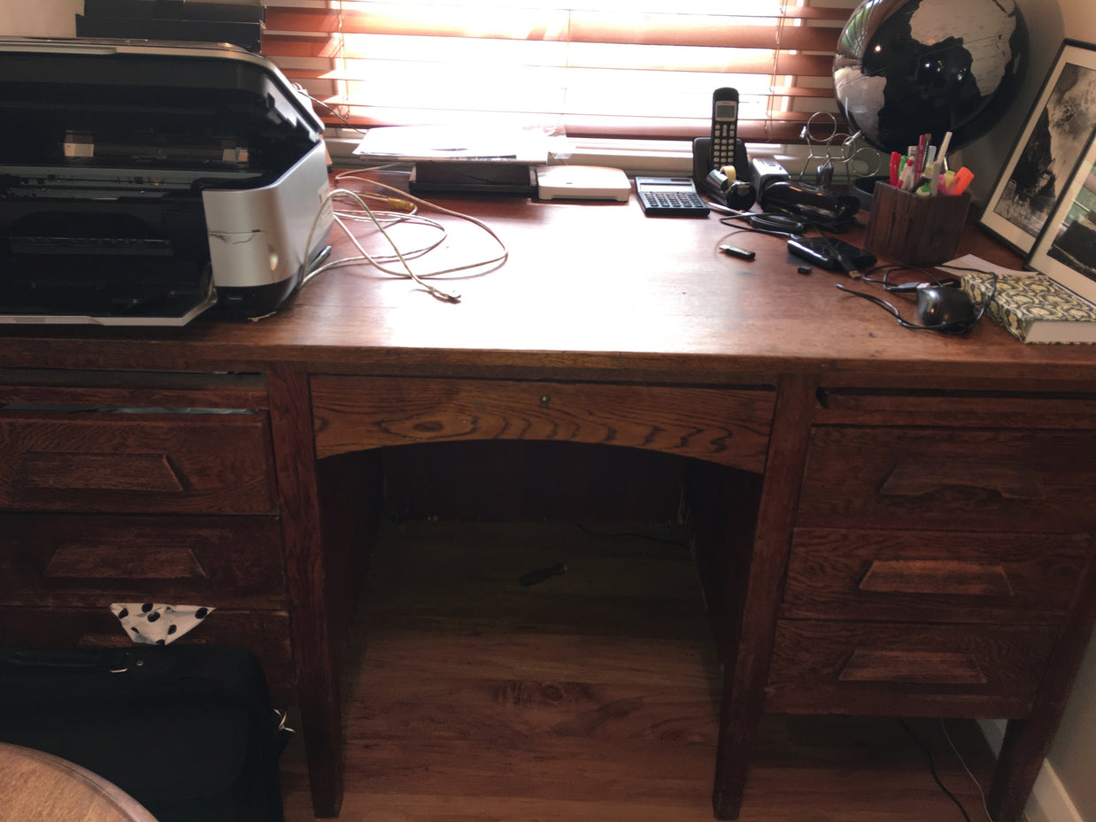 Not For Sale - Commissioned Desk in Graphite and French Linen