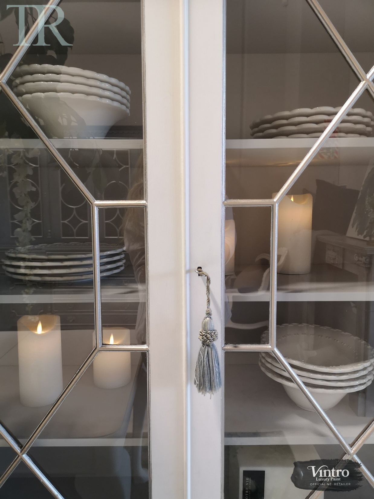 Not For Sale - Commissioned Crisp White cabinet in Vintro Crystal No Seal