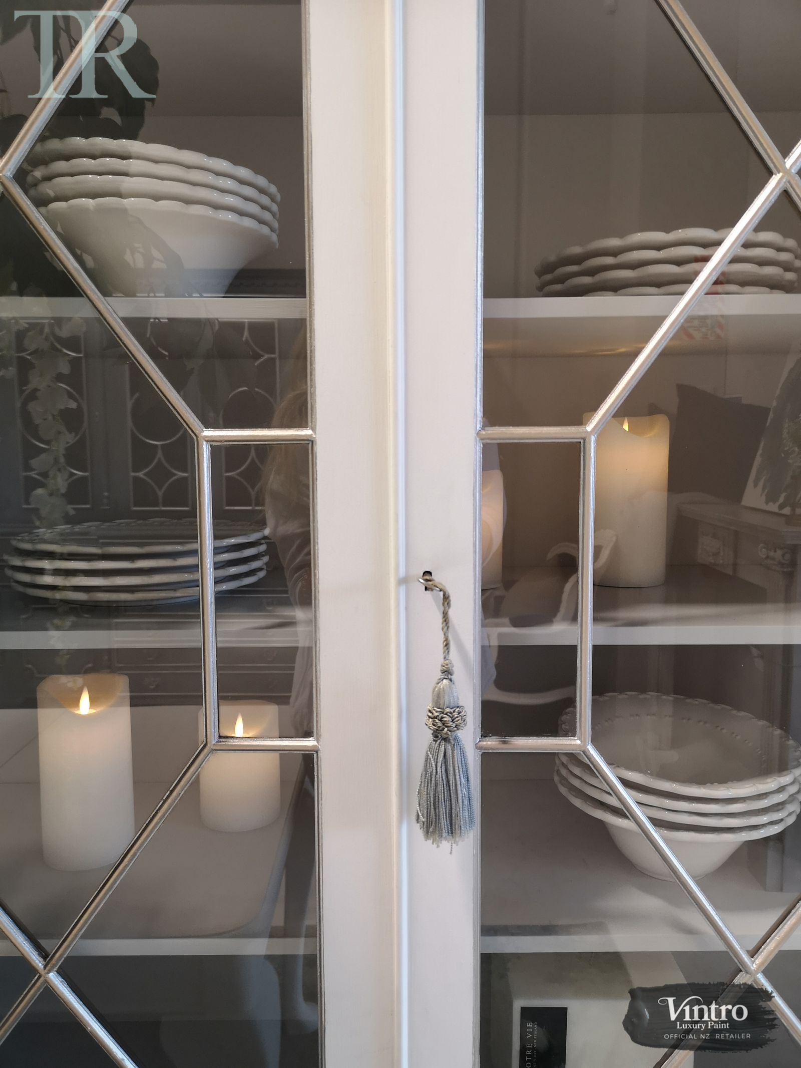 Not For Sale - Commissioned Crisp White cabinet in Vintro Crystal No Seal