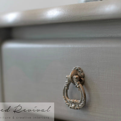 Not For Sale - Bedside & Headboard - Paris grey with a White wash