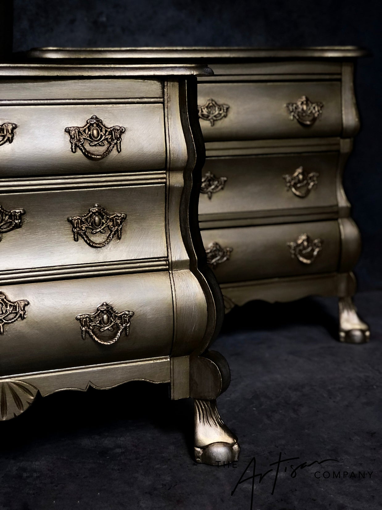 Not For Sale - Handpainted French bedsides in Metallics