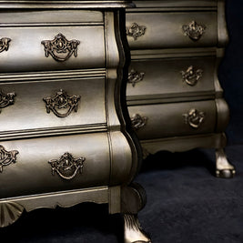 Not For Sale - Handpainted French bedsides in Metallics