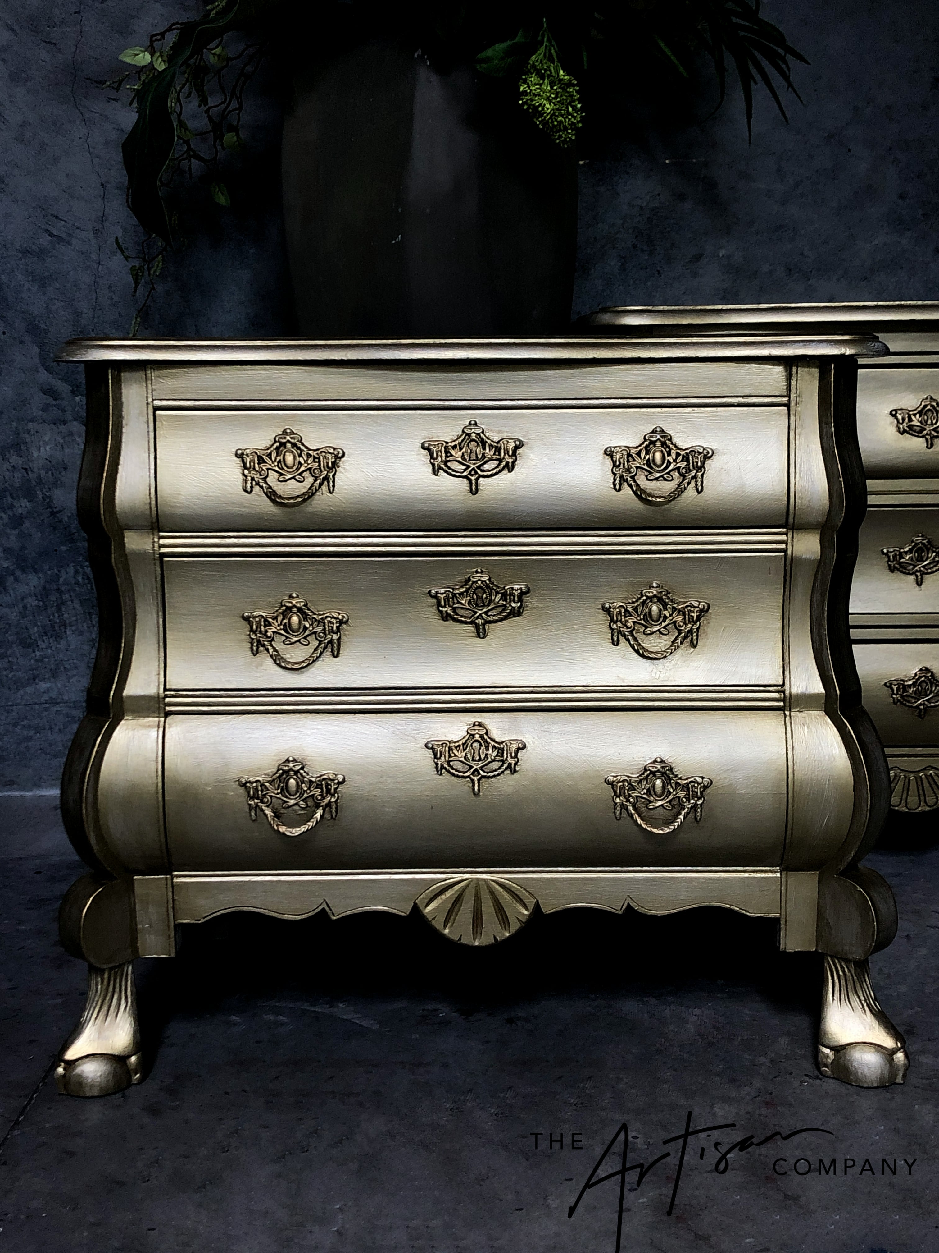 Not For Sale - Handpainted French bedsides in Metallics