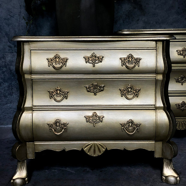 Not For Sale - Handpainted French bedsides in Metallics