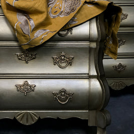 Not For Sale - Handpainted French bedsides in Metallics