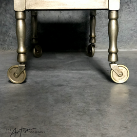 Not For Sale - Commissioned Oak Tea Trolley and side table in aged Metallics
