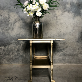 Not For Sale - Commissioned Oak Tea Trolley and side table in aged Metallics