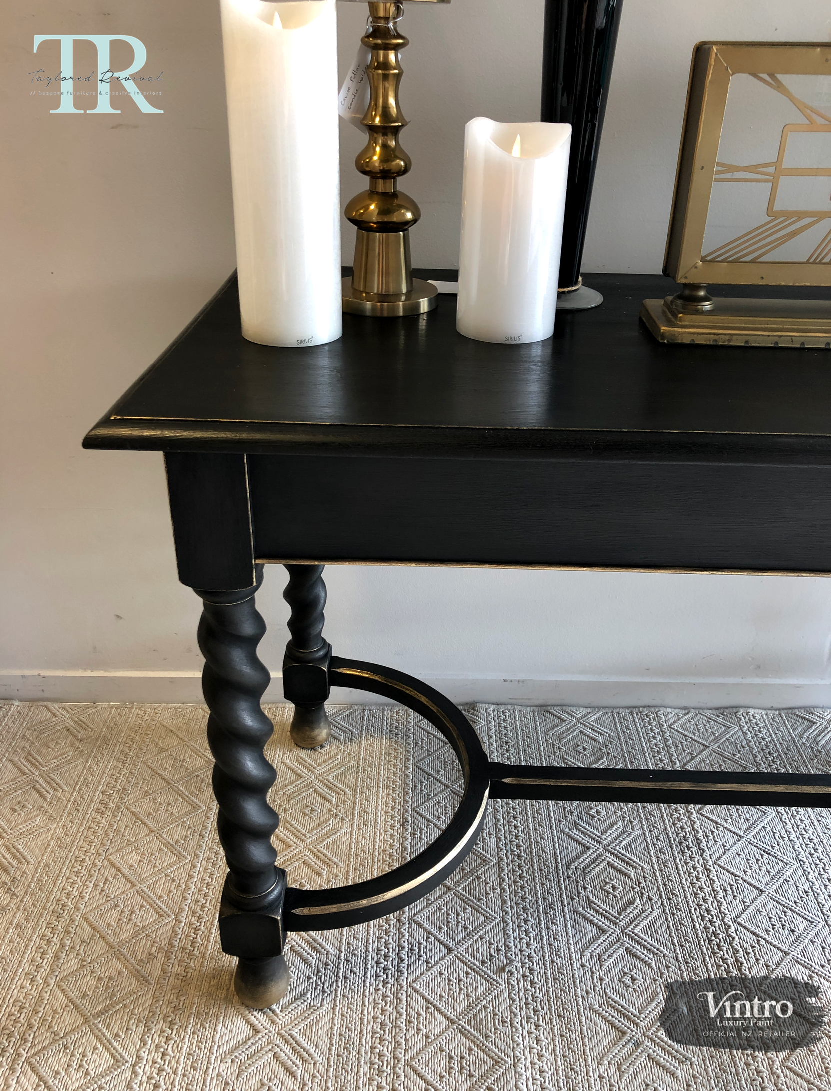 Not For Sale - Commissioned Hall Table in Midnight with Victorian Black Wax