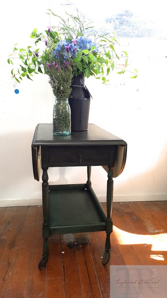 Not For Sale - Commissioned Oak Tea Trolley in dark forest green