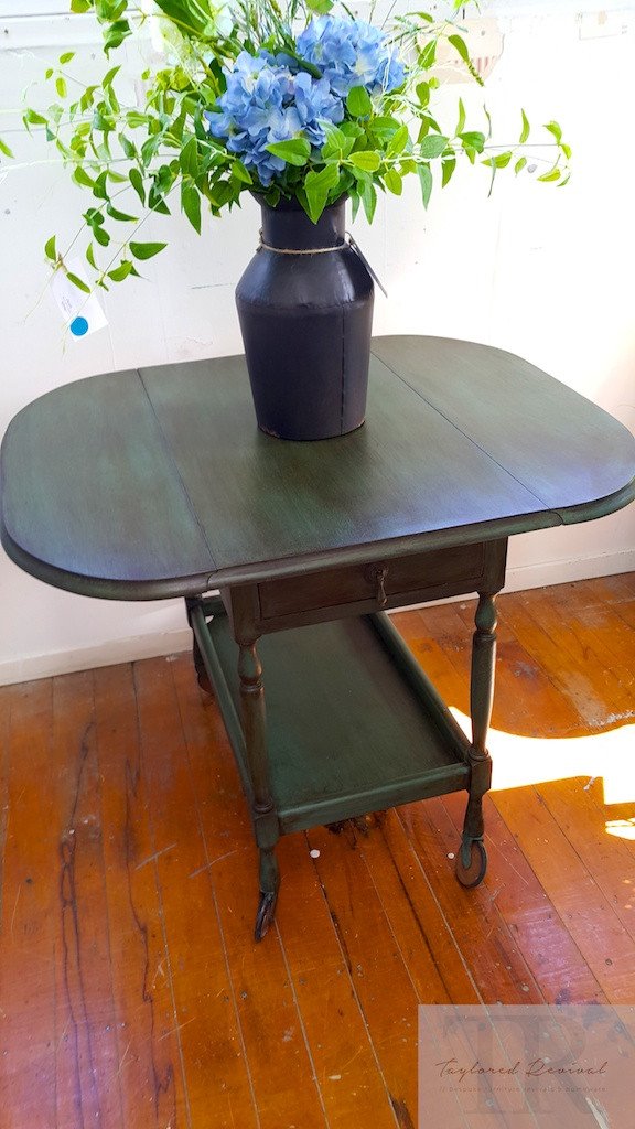 Not For Sale - Commissioned Oak Tea Trolley in dark forest green