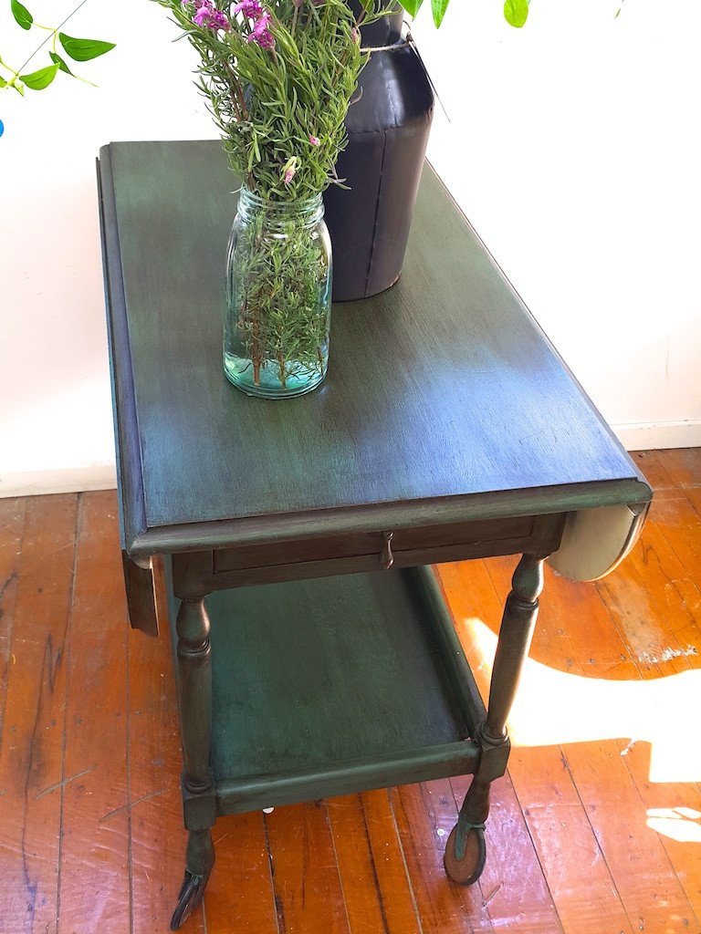 Not For Sale - Commissioned Oak Tea Trolley in dark forest green