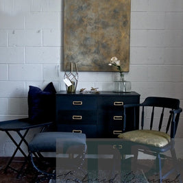 Not For Sale - Wilma: Blue butlers tray, TR collection #1 one dark midcentury evening