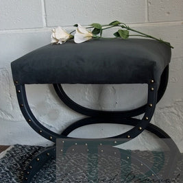 Not For Sale - Mabel: Grey velvet stool with studded frame- TR collection #1 one dark midcentury evening