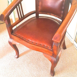 Not For Sale - Commissioned Graphite chair with painted leather in duck egg blue