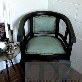 Not For Sale - Commissioned Graphite chair with painted leather in duck egg blue