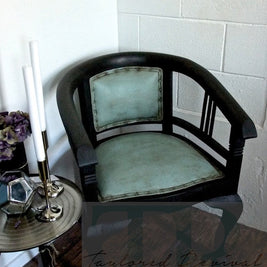 Not For Sale - Commissioned Graphite chair with painted leather in duck egg blue
