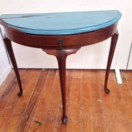 Commissioned Ambusson blue half round table