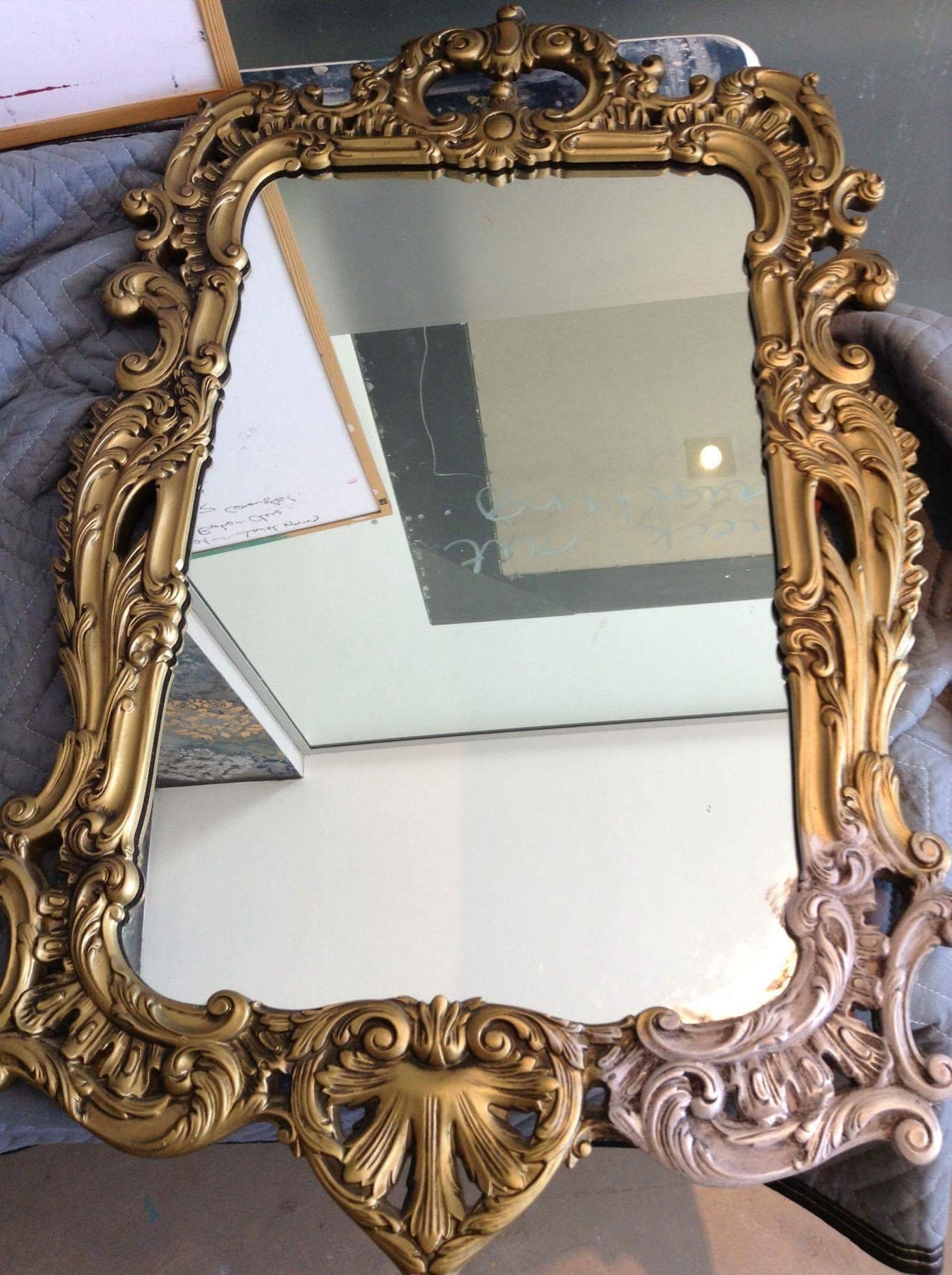 Commissioned Chair and Mirror in Paloma and Antoinette