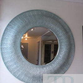 Not For Sale - Sage: Round hand painted metal mirror.