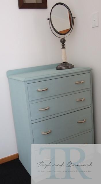 Commissioned duck egg blue drawers.