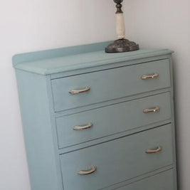 Commissioned duck egg blue drawers.